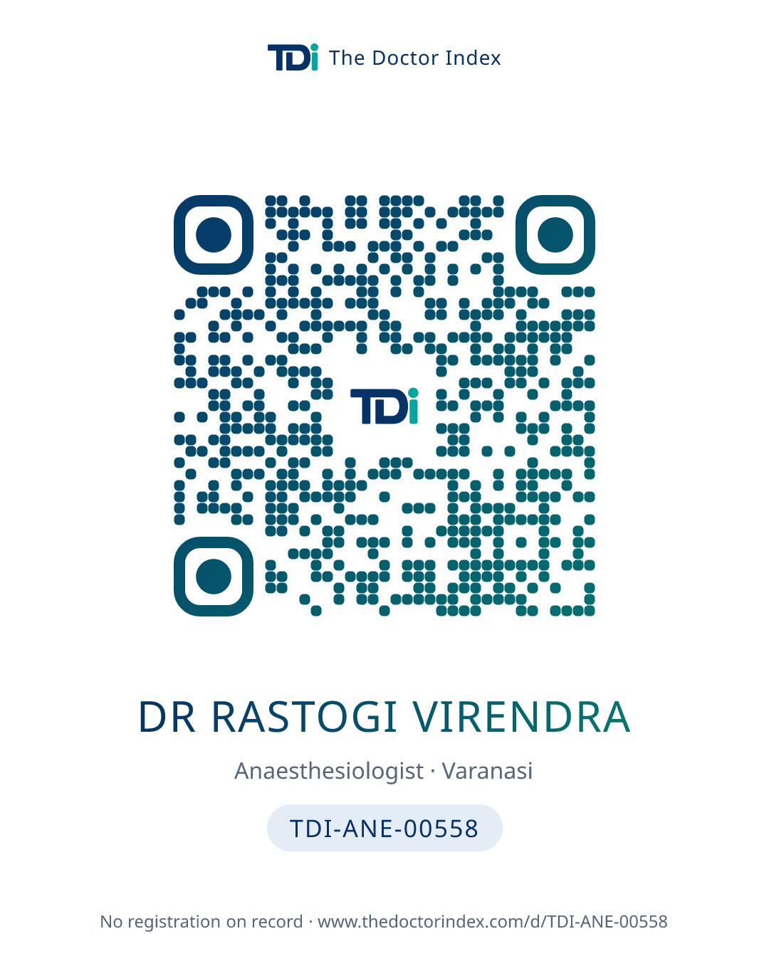 QR card for Dr Rastogi Virendra, TDI-ANE-00558