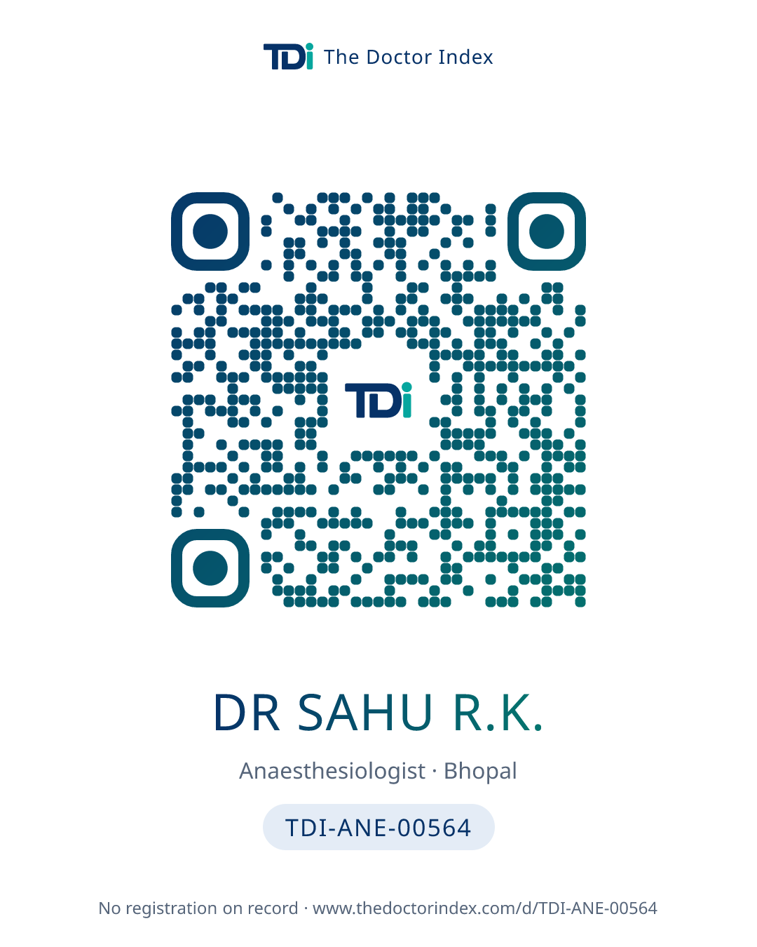 QR card for Dr Sahu R.K., TDI-ANE-00564