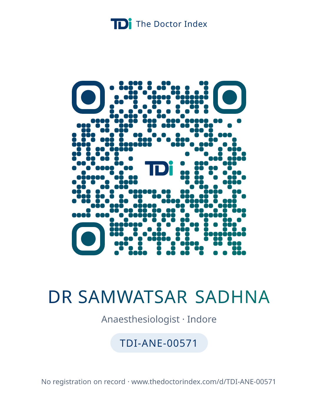 QR card for Dr Samwatsar Sadhna, TDI-ANE-00571
