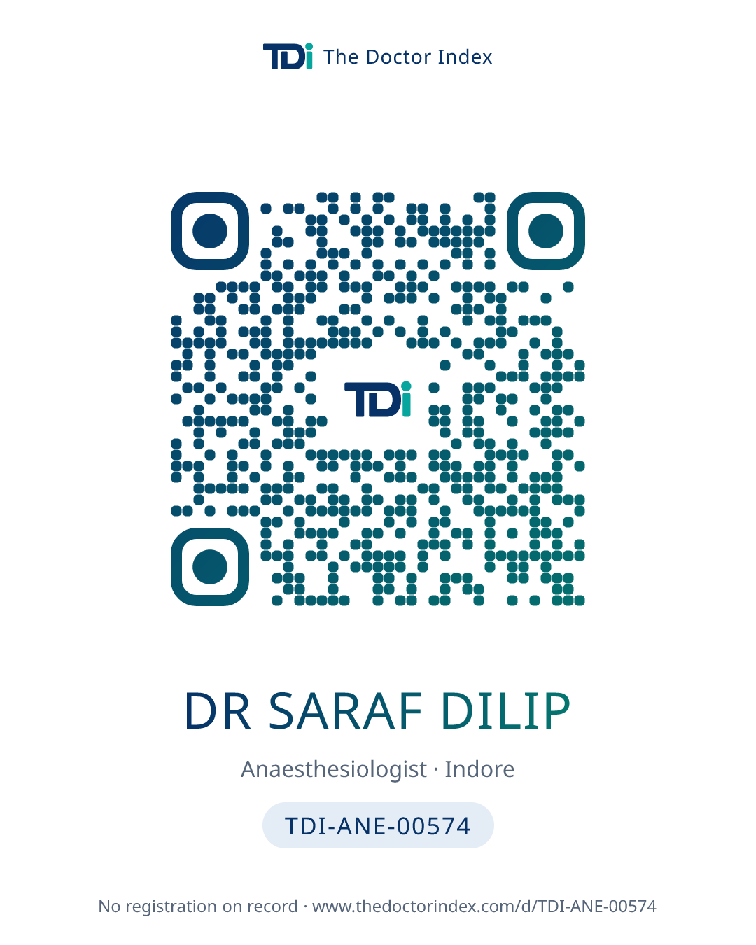 QR card for Dr Saraf Dilip, TDI-ANE-00574