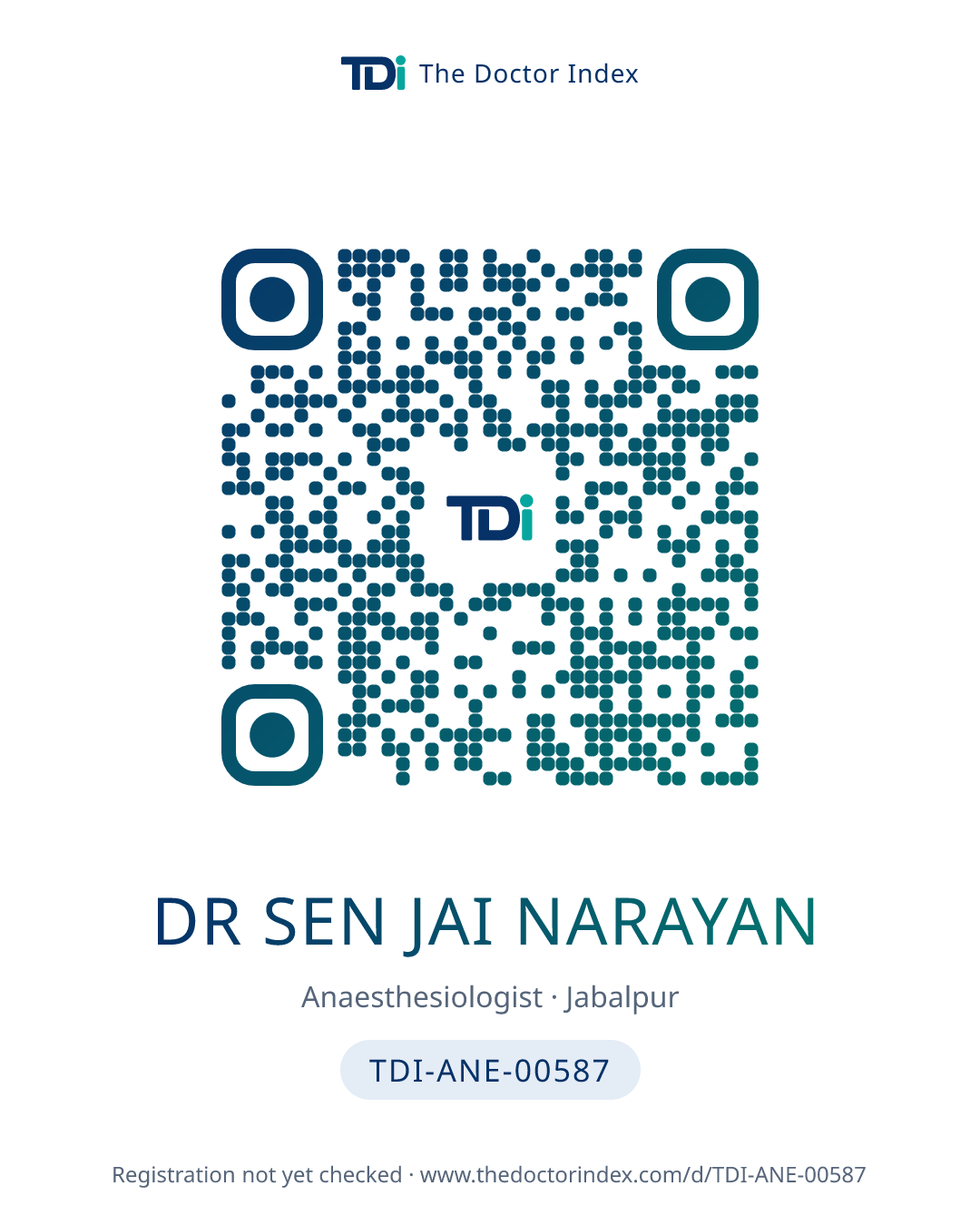 QR card for Dr Sen Jai Narayan, TDI-ANE-00587