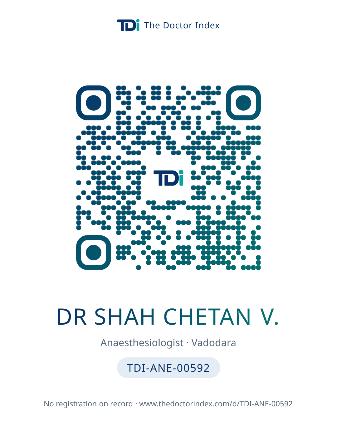 QR card for Dr Shah Chetan V., TDI-ANE-00592