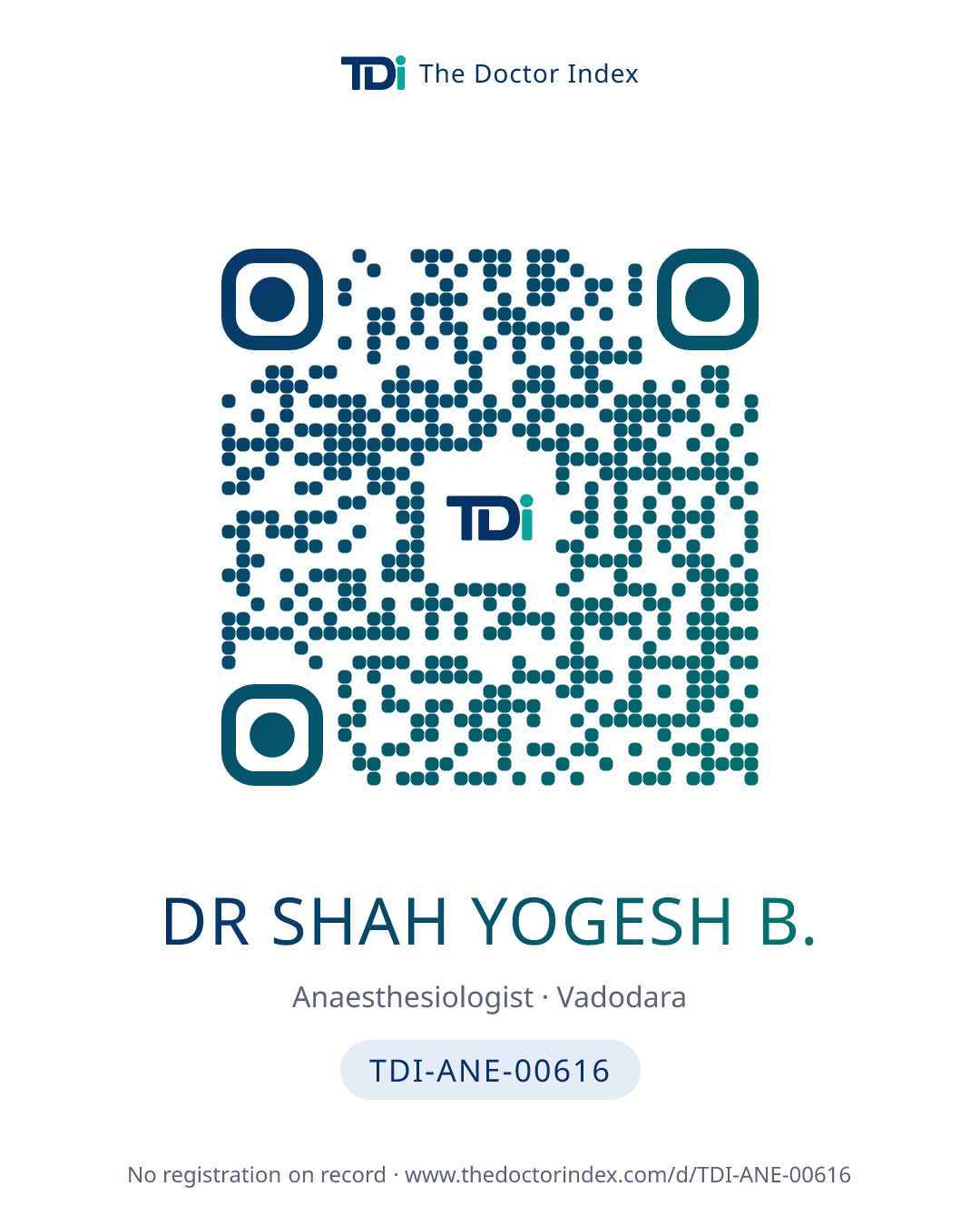 QR card for Dr Shah Yogesh B., TDI-ANE-00616