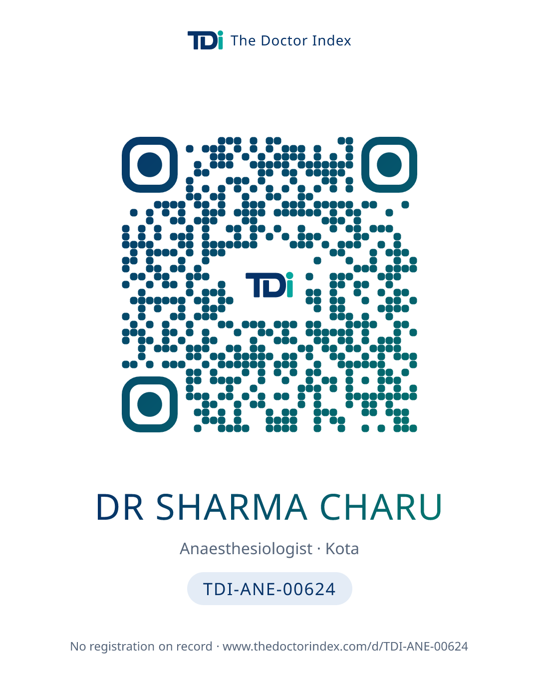 QR card for Dr Sharma Charu, TDI-ANE-00624