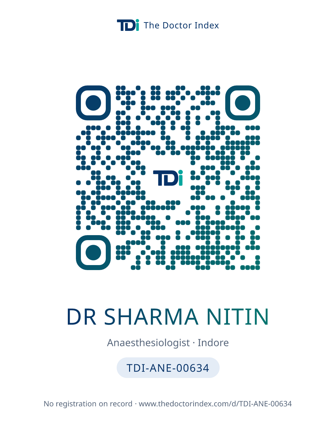 QR card for Dr Sharma Nitin, TDI-ANE-00634