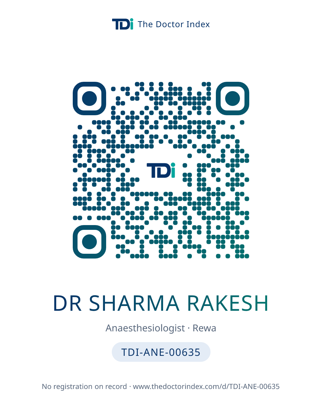 QR card for Dr Sharma Rakesh, TDI-ANE-00635