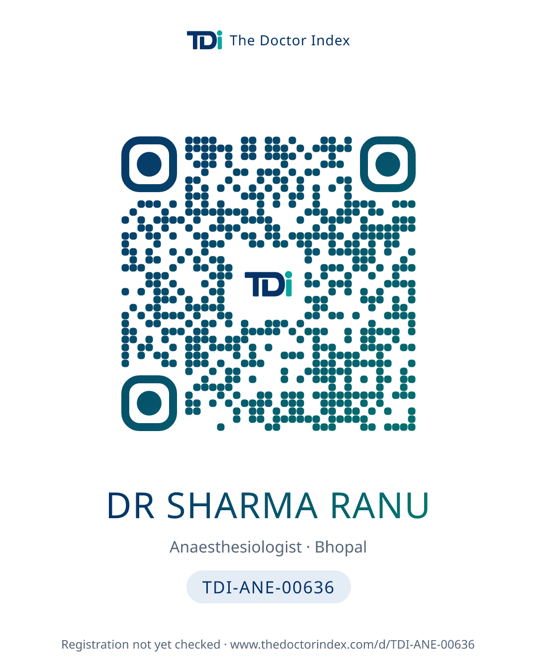QR card for Dr Sharma Ranu, TDI-ANE-00636
