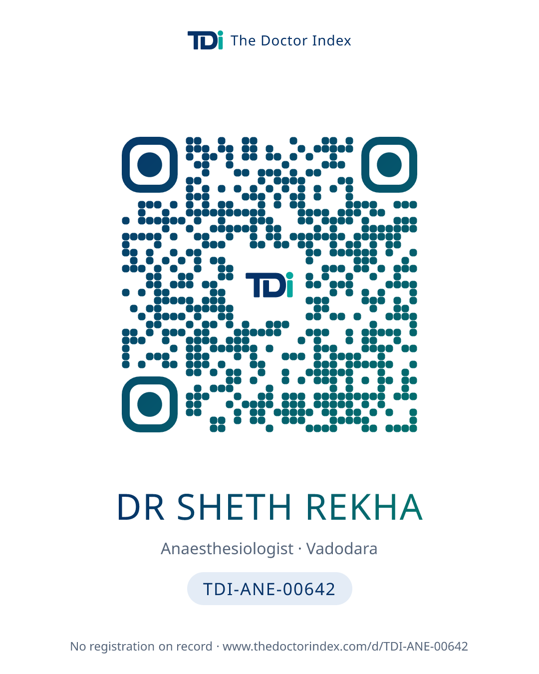 QR card for Dr Sheth Rekha, TDI-ANE-00642
