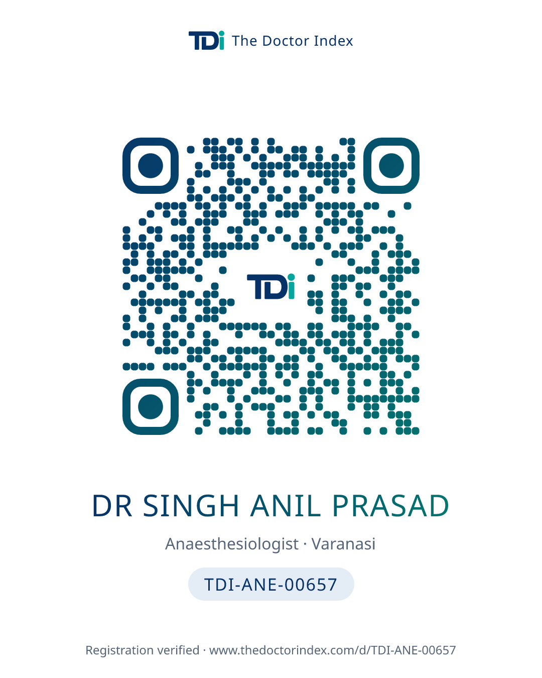QR card for Dr Singh Anil Prasad, TDI-ANE-00657
