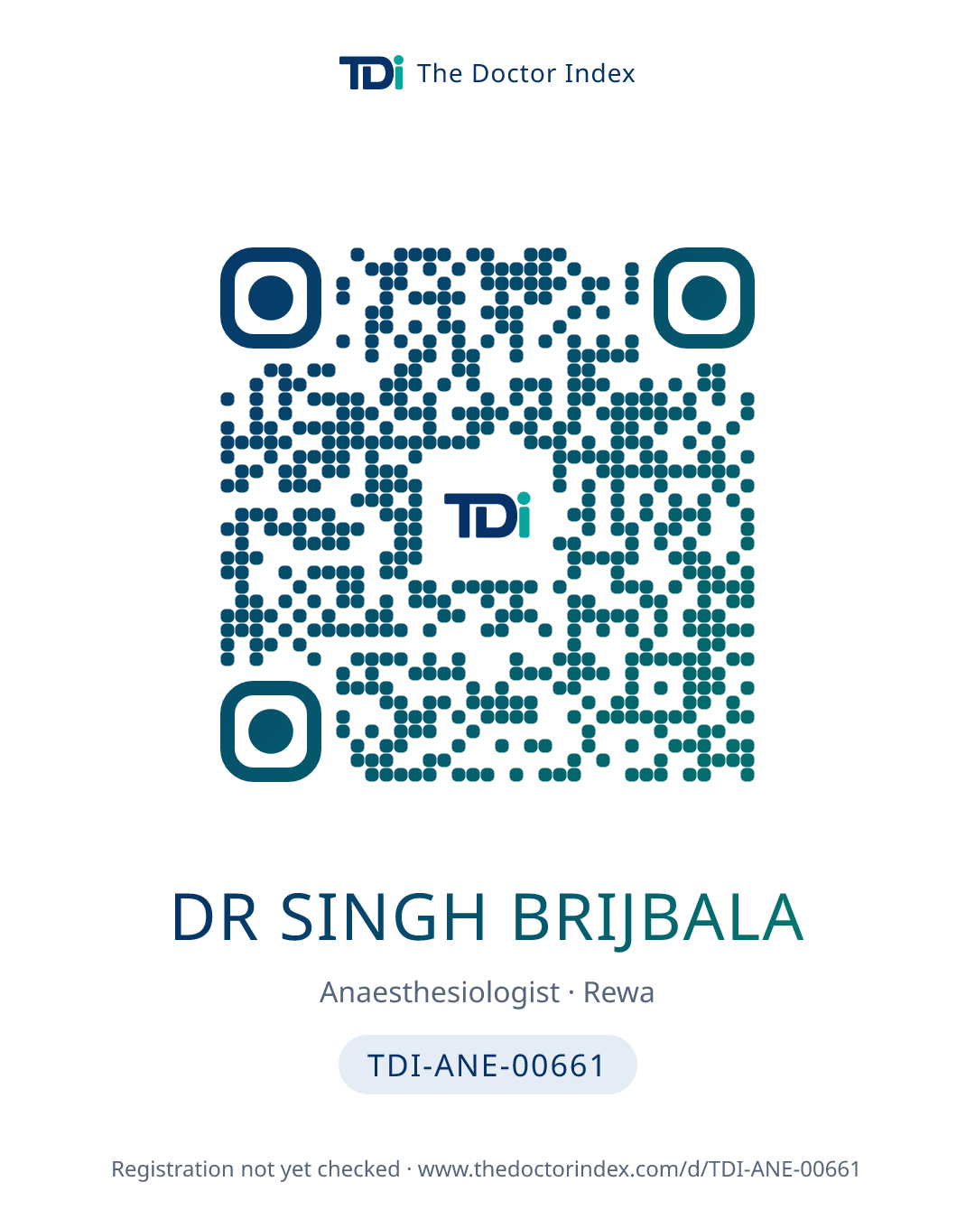 QR card for Dr Singh Brijbala, TDI-ANE-00661
