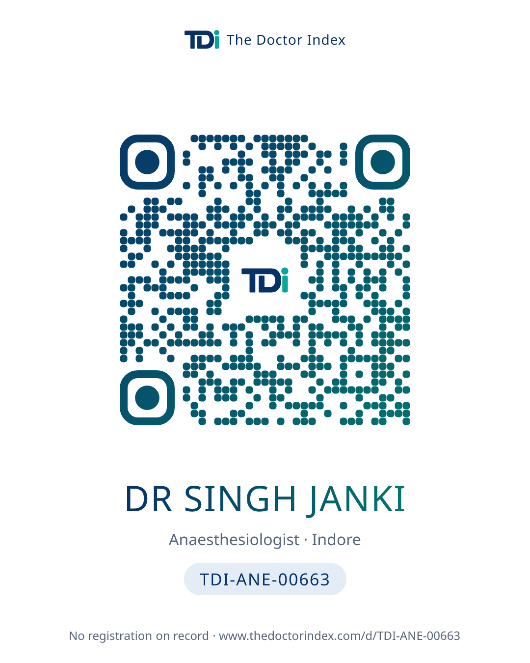 QR card for Dr Singh Janki, TDI-ANE-00663