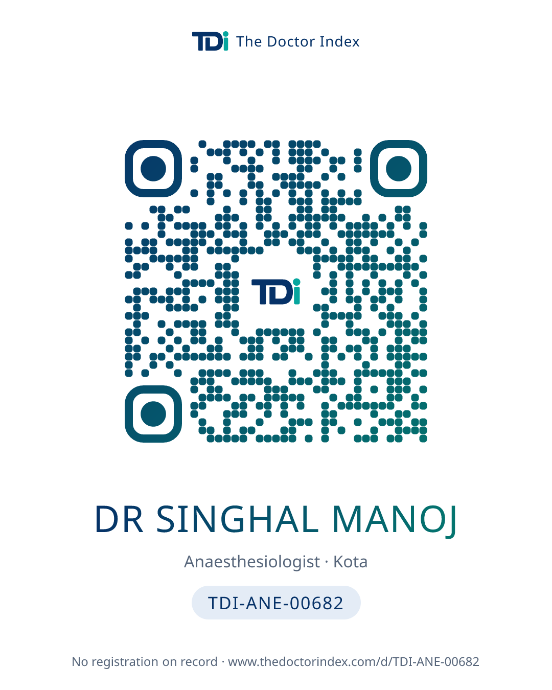 QR card for Dr Singhal Manoj, TDI-ANE-00682