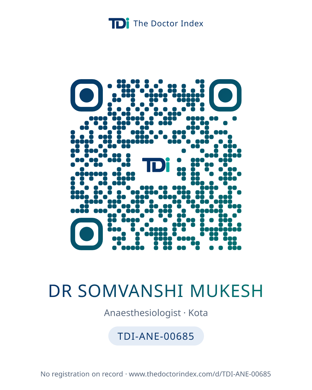 QR card for Dr Somvanshi Mukesh, TDI-ANE-00685