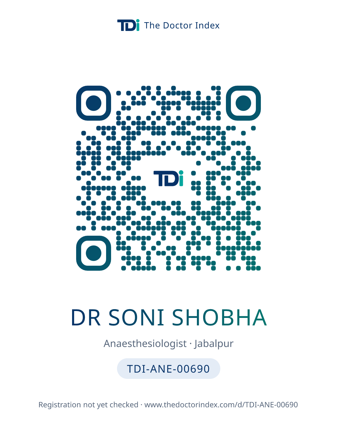 QR card for Dr Soni Shobha, TDI-ANE-00690