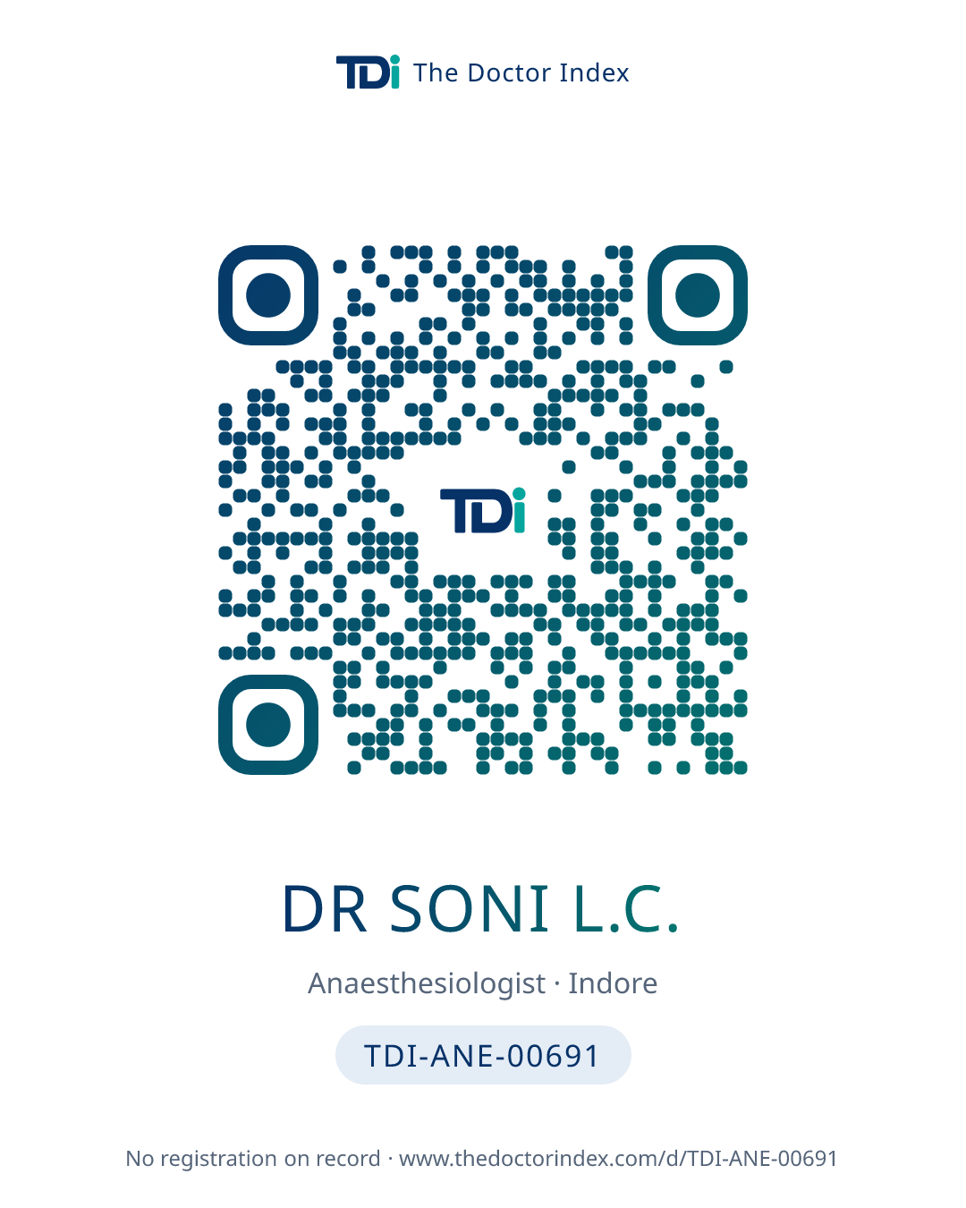 QR card for Dr Soni L.C., TDI-ANE-00691