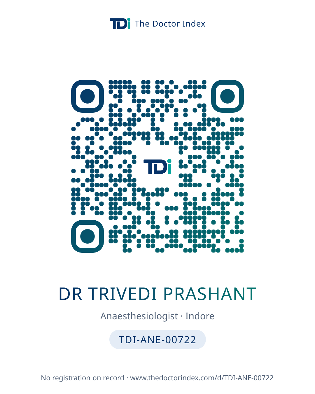 QR card for Dr Trivedi Prashant, TDI-ANE-00722