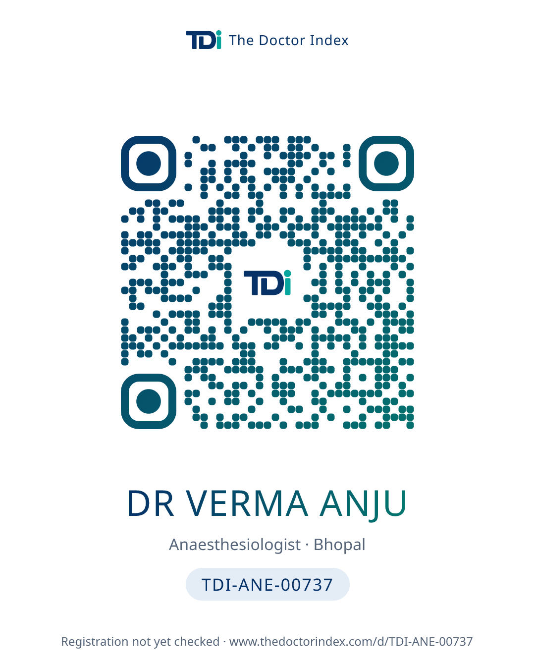 QR card for Dr Verma Anju, TDI-ANE-00737