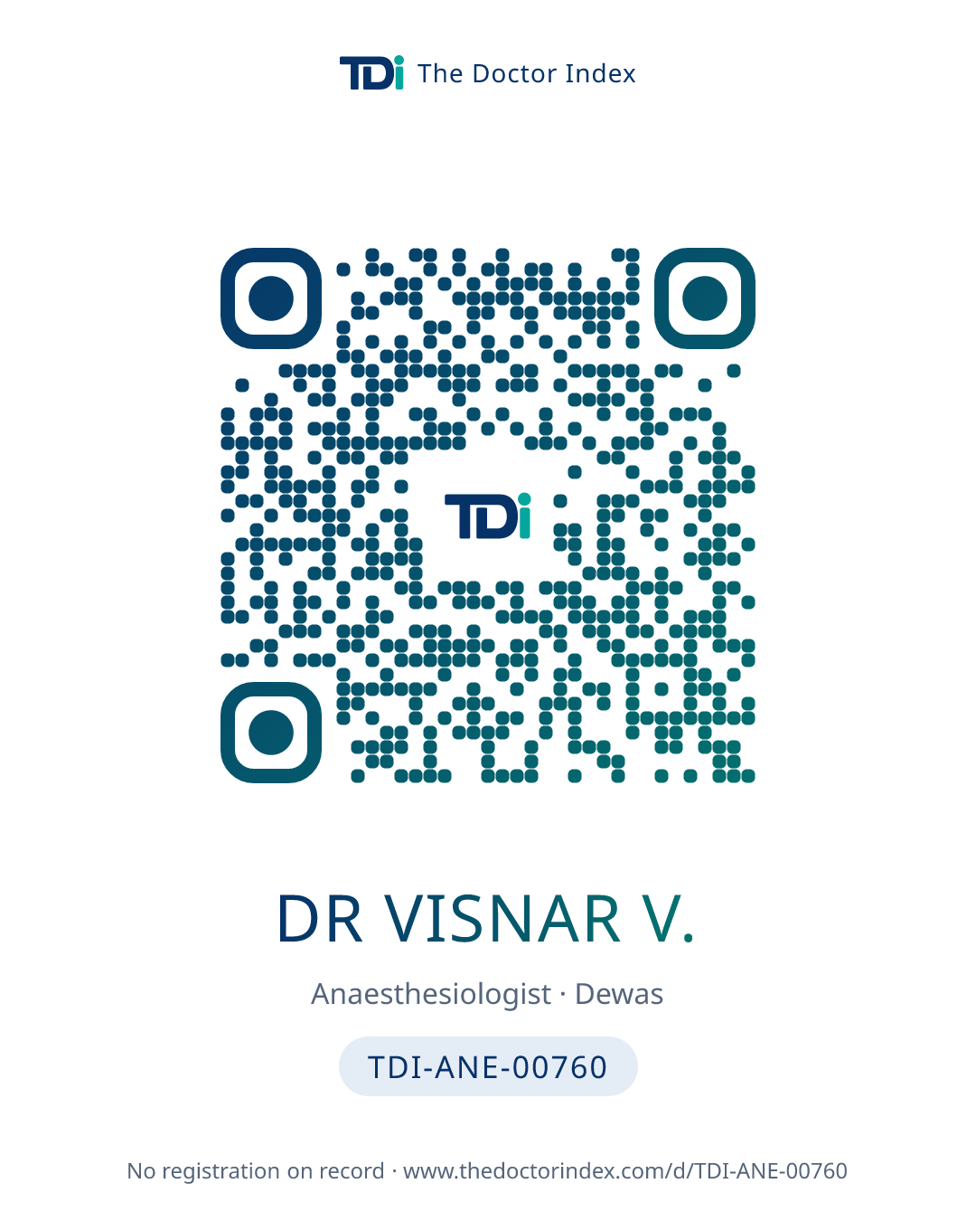 QR card for Dr Visnar V., TDI-ANE-00760