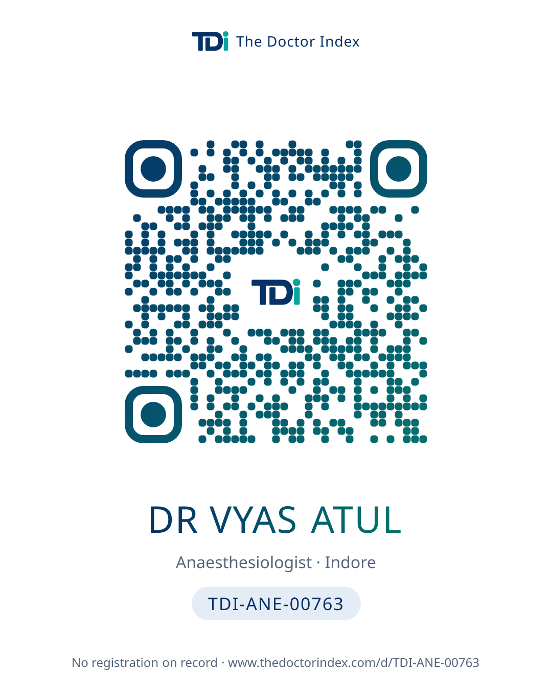 QR card for Dr Vyas Atul, TDI-ANE-00763