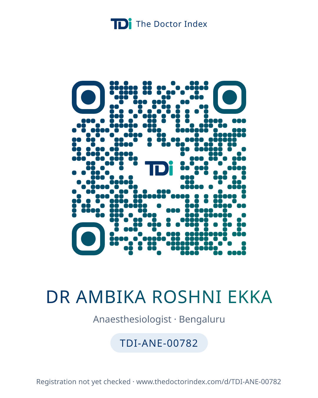 QR card for Dr Ambika Roshni Ekka, TDI-ANE-00782