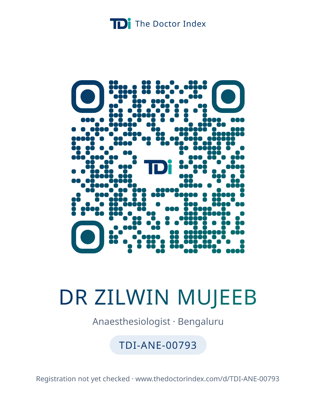 QR card for Dr Zilwin Mujeeb, TDI-ANE-00793