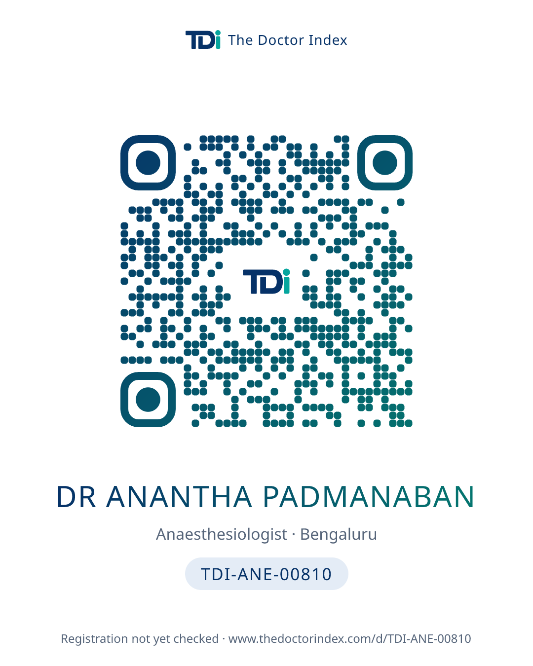 QR card for Dr Anantha Padmanaban, TDI-ANE-00810