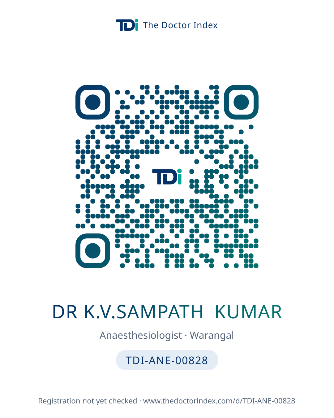 QR card for Dr K.v.sampath Kumar, TDI-ANE-00828