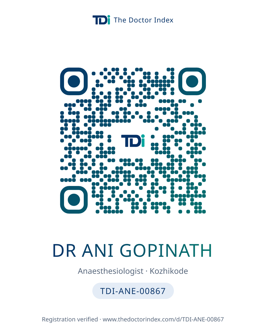 QR card for Dr Ani Gopinath, TDI-ANE-00867