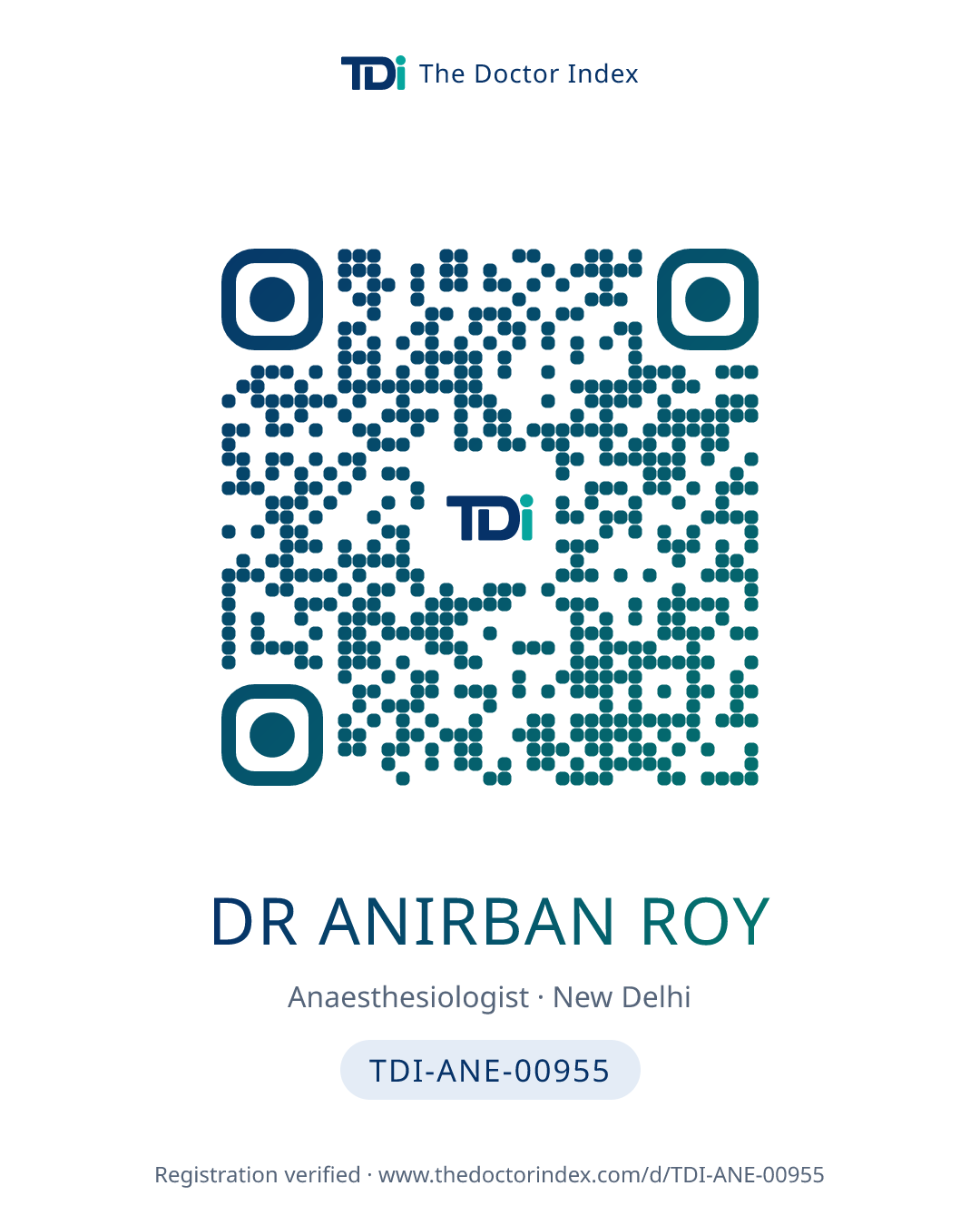 QR card for Dr Anirban Roy, TDI-ANE-00955