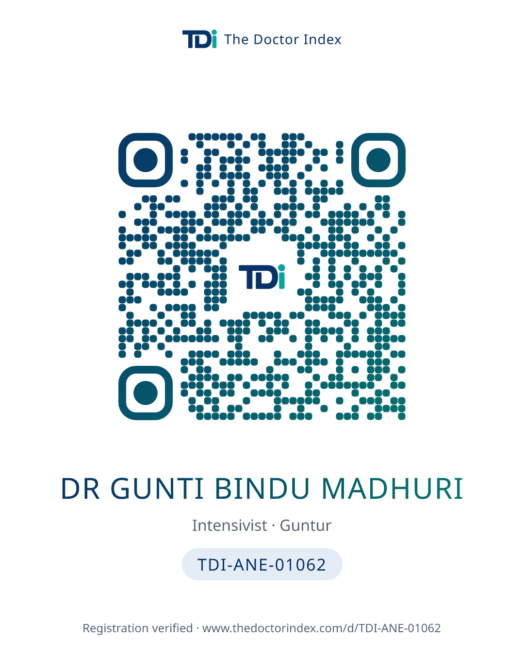 QR card for Dr Gunti Bindu Madhuri, TDI-ANE-01062