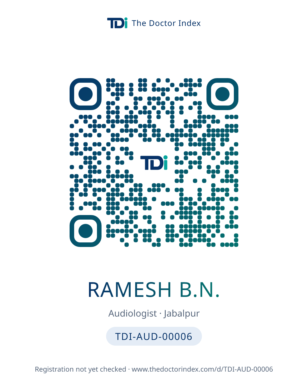 QR card for Ramesh B.N., TDI-AUD-00006