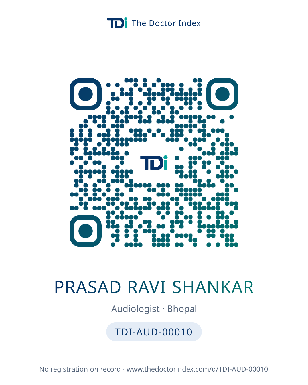 QR card for Prasad Ravi Shankar, TDI-AUD-00010