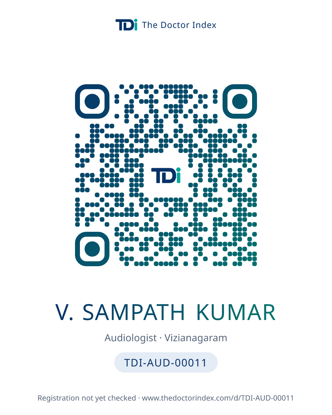 QR card for V. Sampath Kumar, TDI-AUD-00011