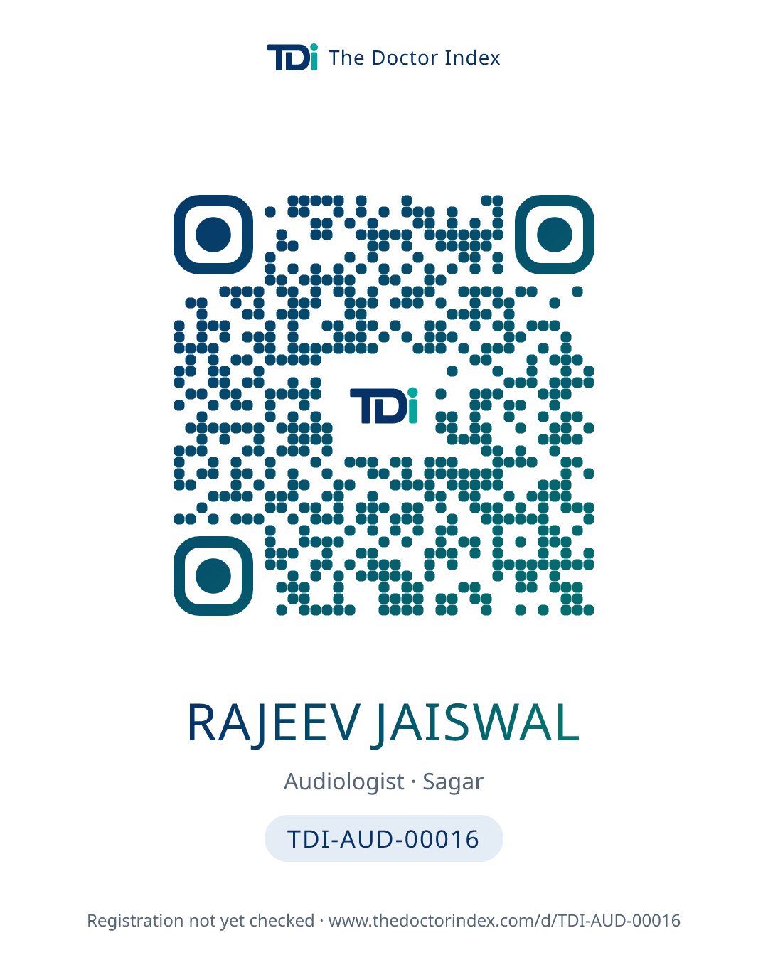 QR card for Rajeev Jaiswal, TDI-AUD-00016