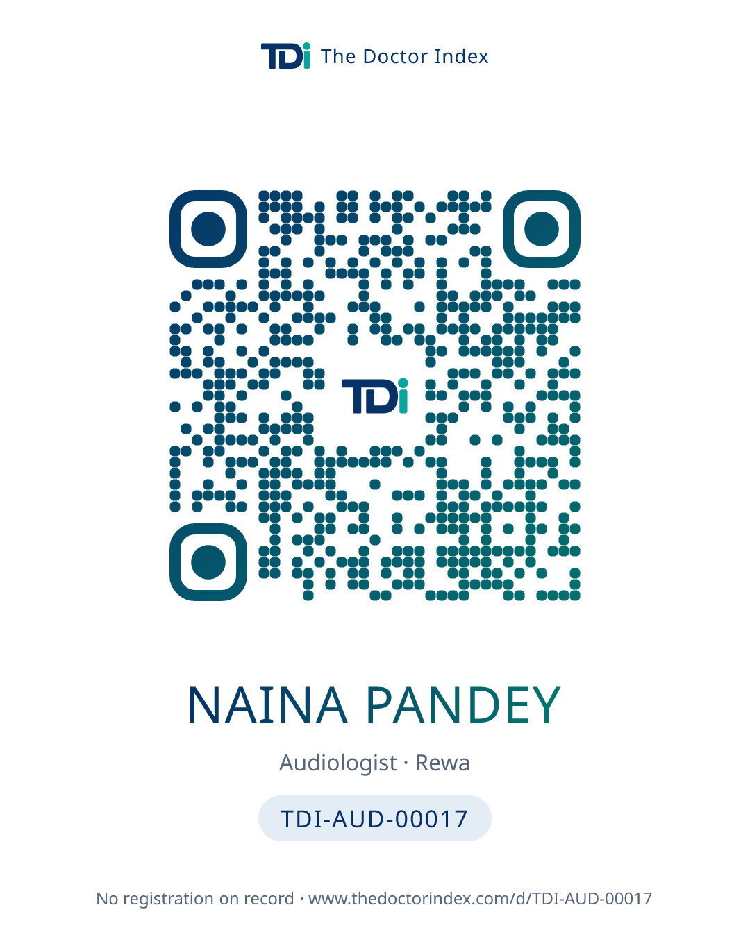 QR card for Naina Pandey, TDI-AUD-00017