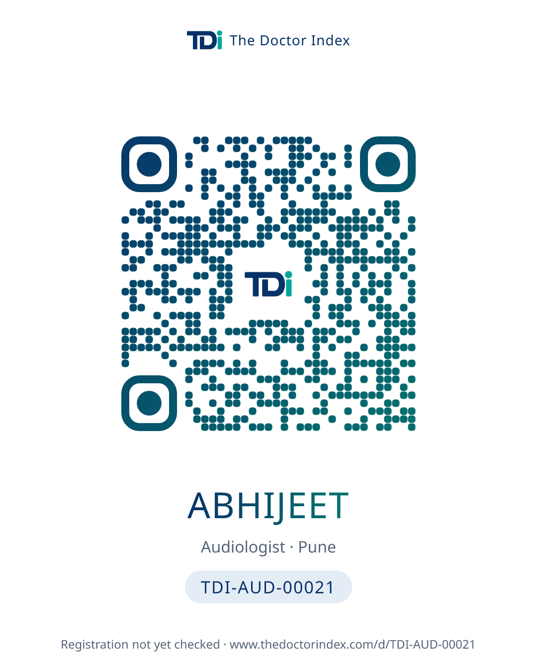 QR card for Abhijeet, TDI-AUD-00021