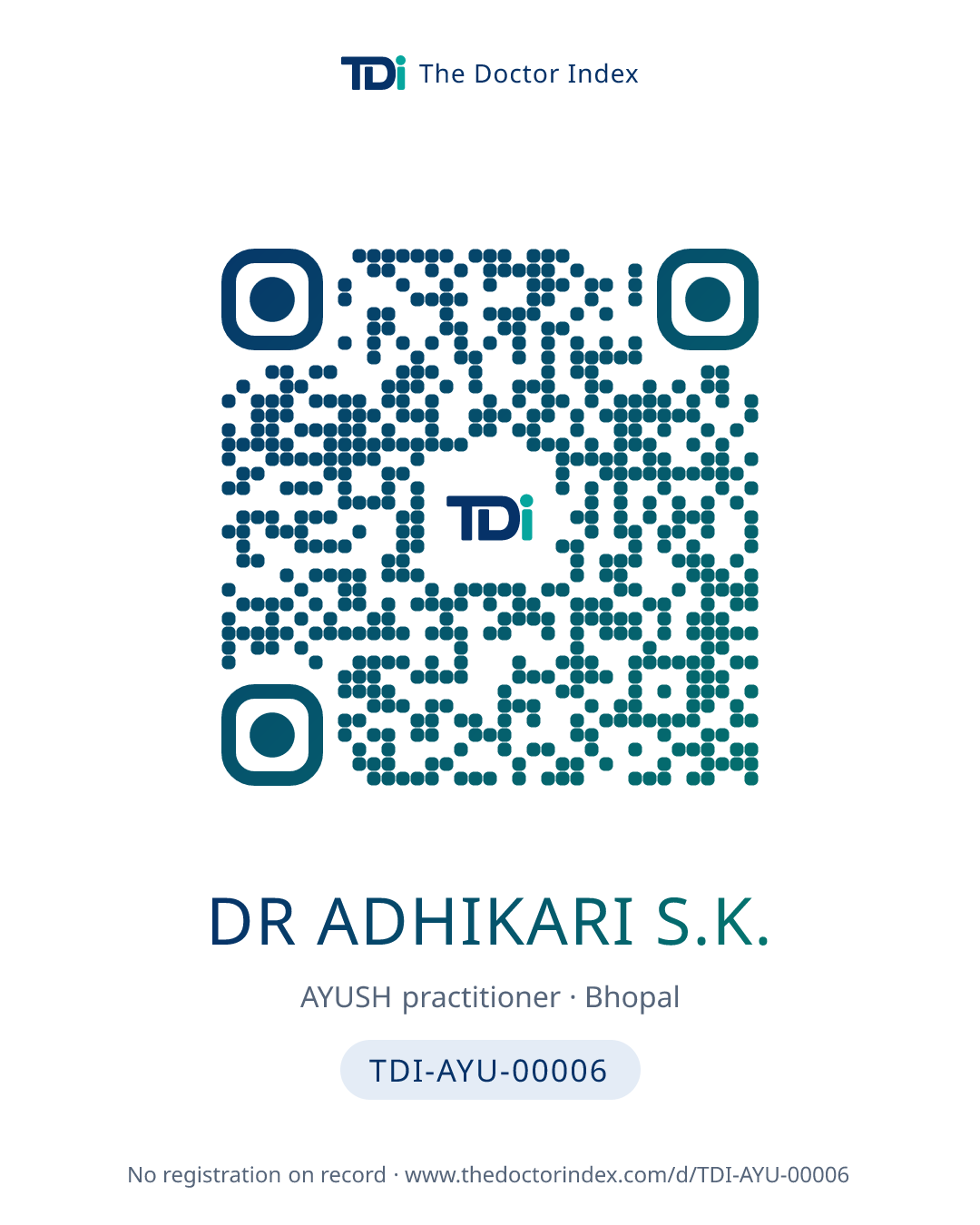 QR card for Dr Adhikari S.K., TDI-AYU-00006