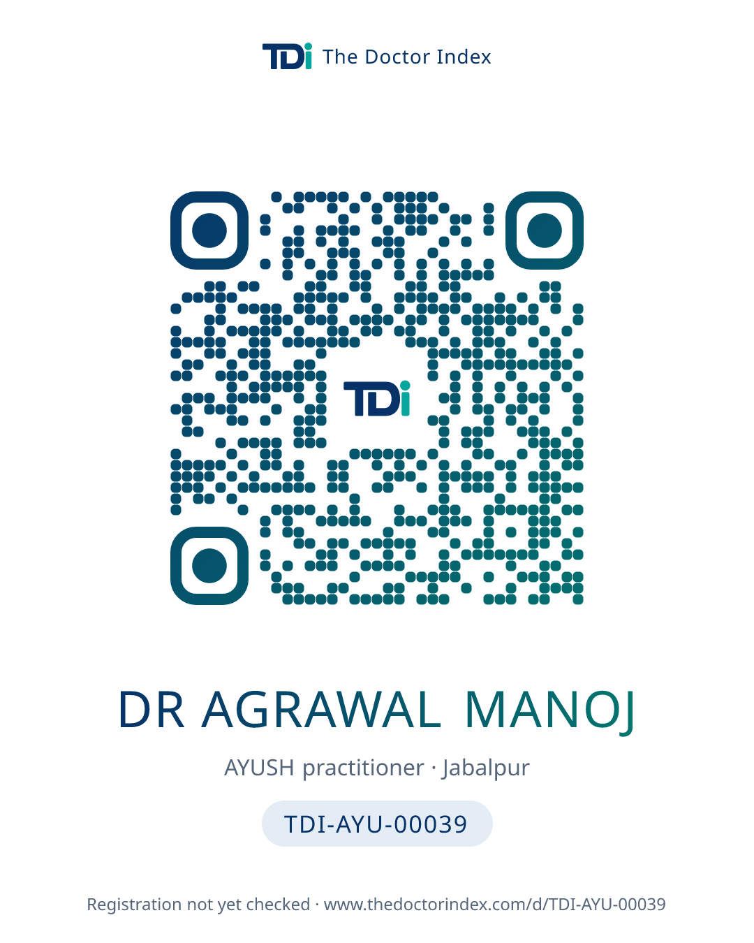 QR card for Dr Agrawal Manoj, TDI-AYU-00039