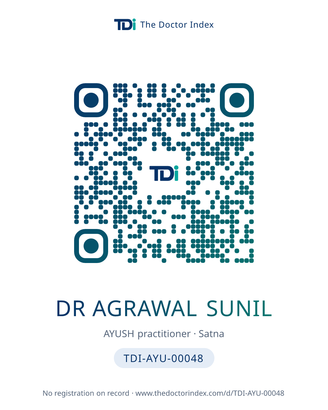 QR card for Dr Agrawal Sunil, TDI-AYU-00048