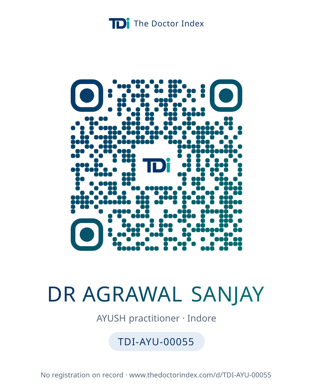 QR card for Dr Agrawal Sanjay, TDI-AYU-00055