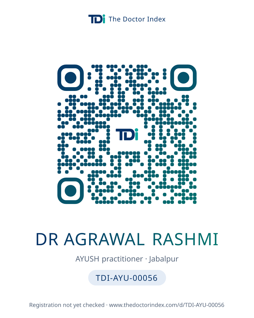 QR card for Dr Agrawal Rashmi, TDI-AYU-00056