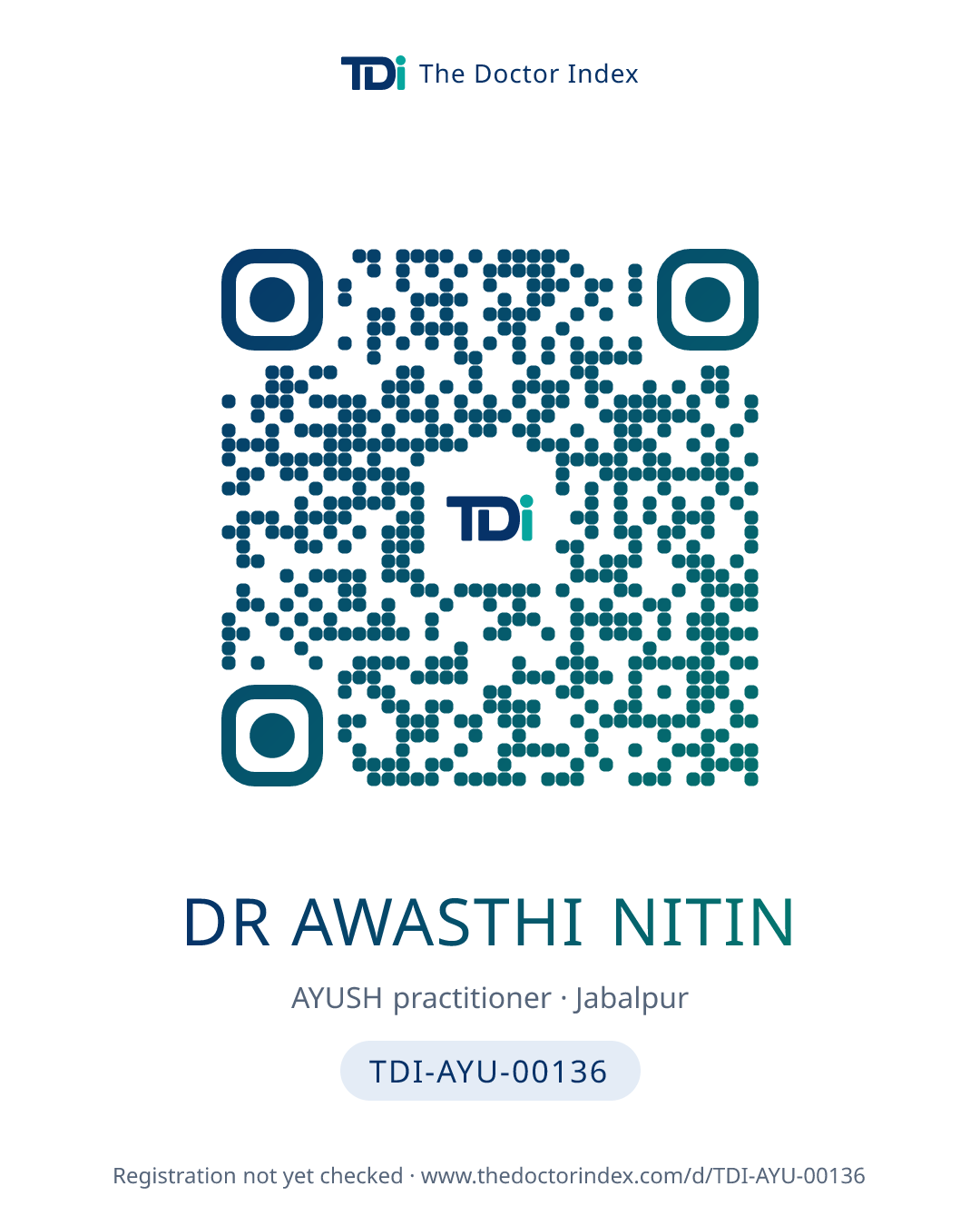 QR card for Dr Awasthi Nitin, TDI-AYU-00136