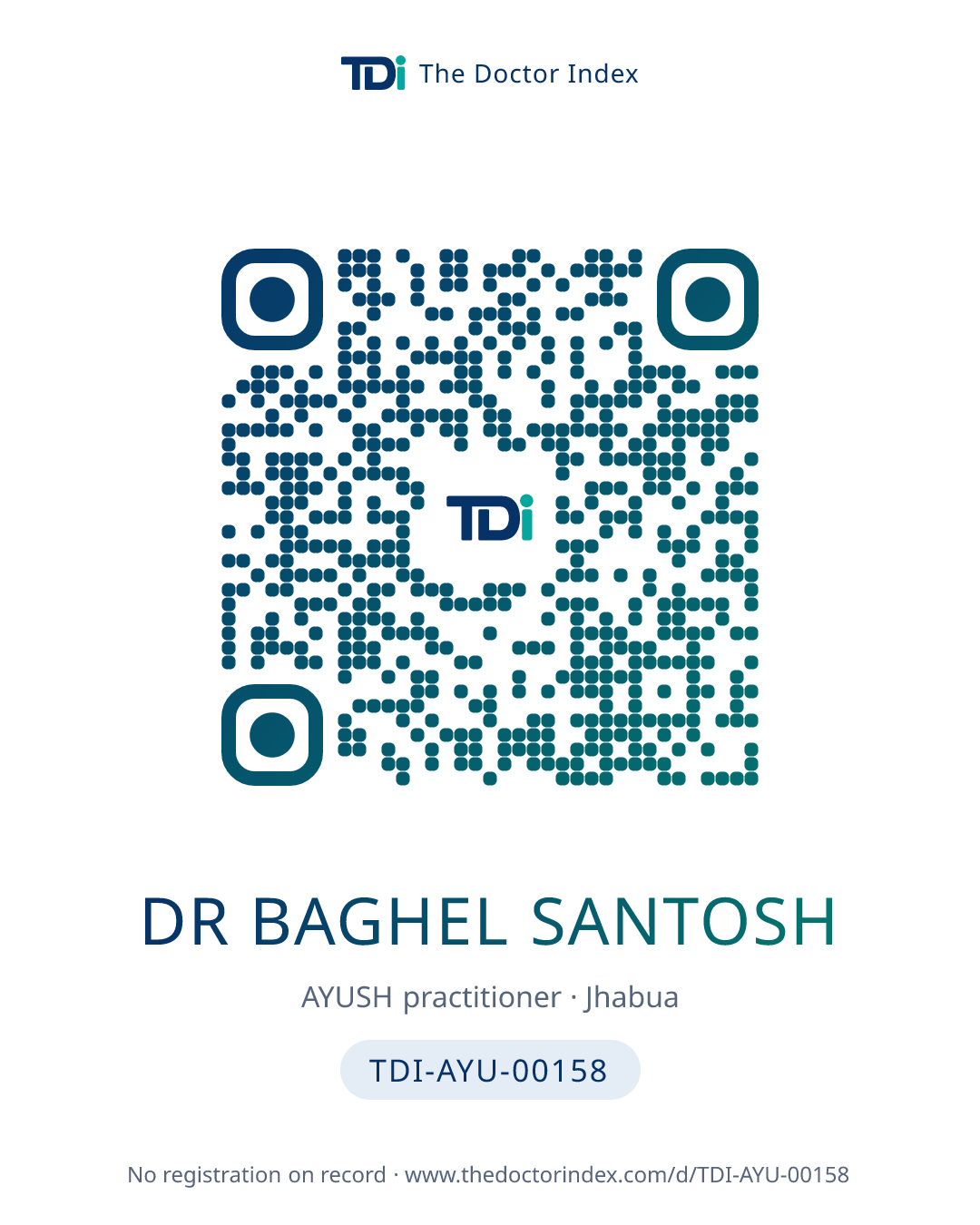 QR card for Dr Baghel Santosh, TDI-AYU-00158