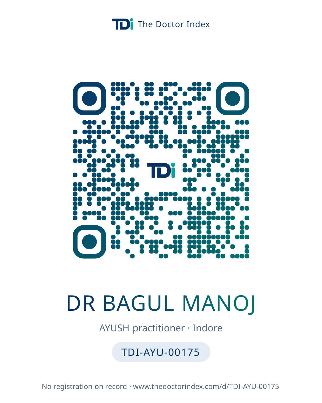 QR card for Dr Bagul Manoj, TDI-AYU-00175