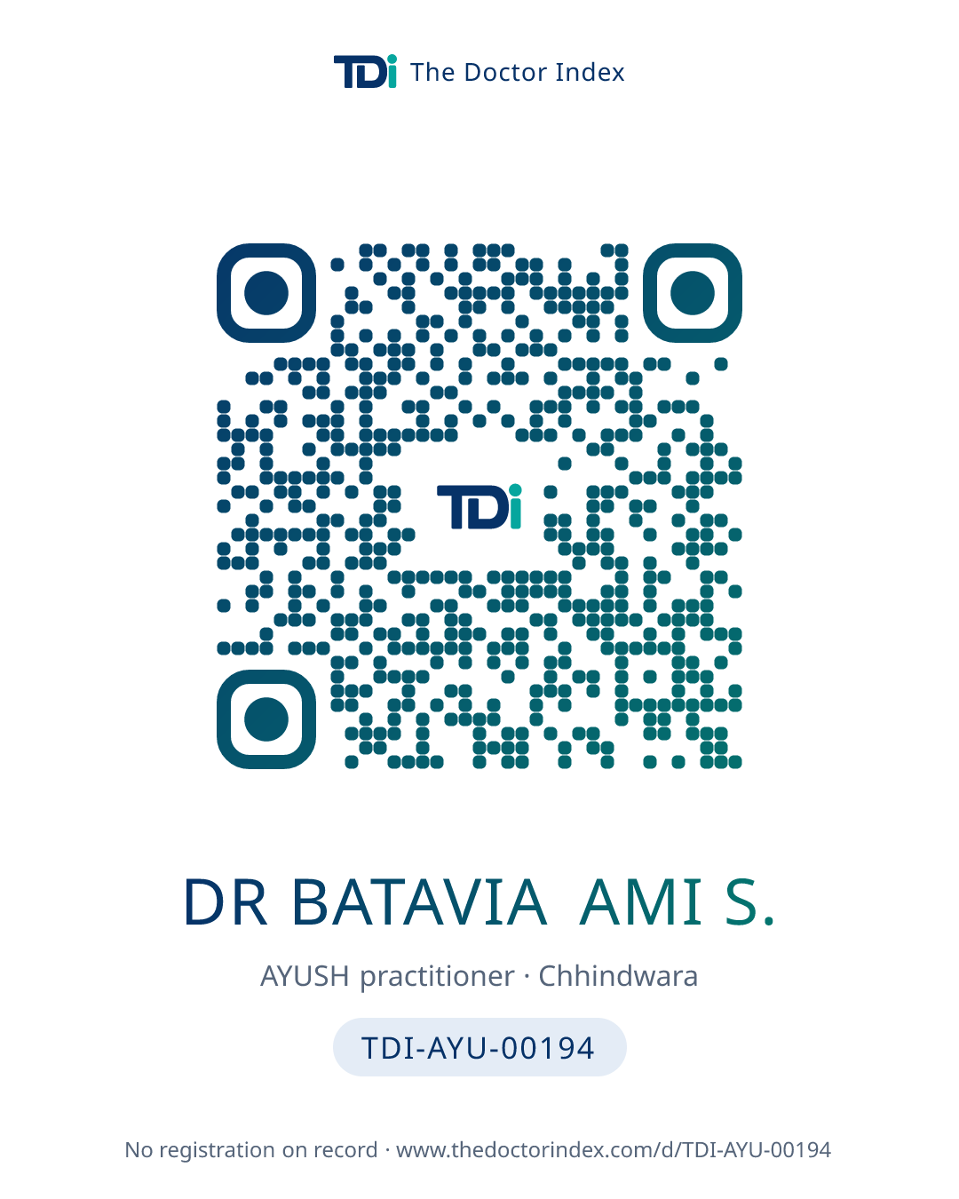 QR card for Dr Batavia Ami S., TDI-AYU-00194