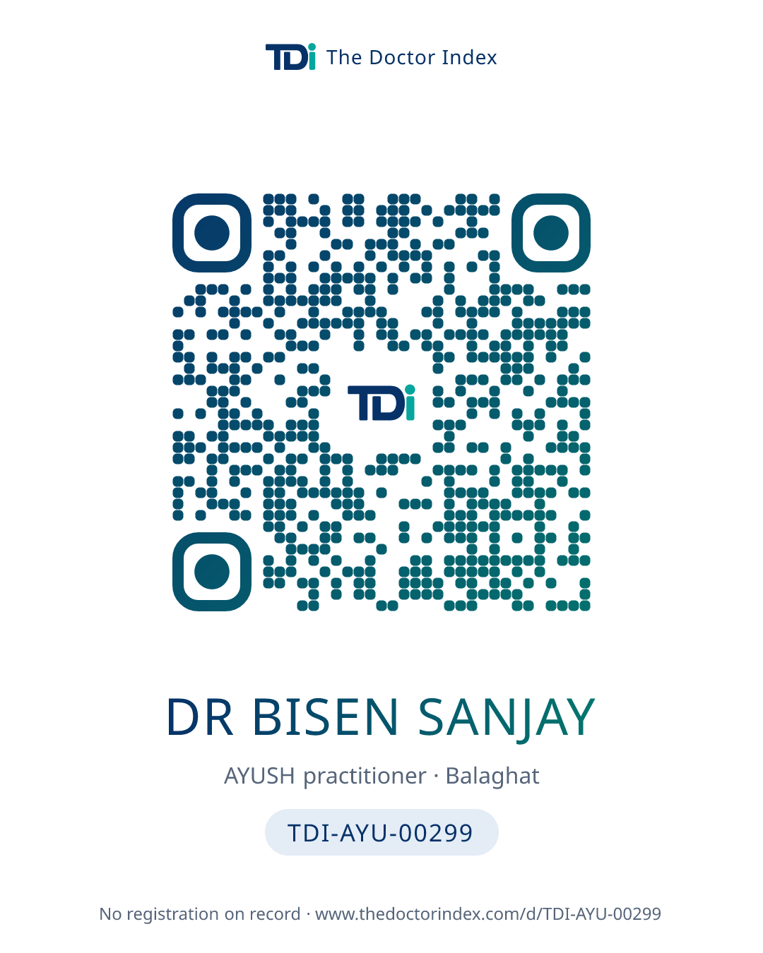 QR card for Dr Bisen Sanjay, TDI-AYU-00299