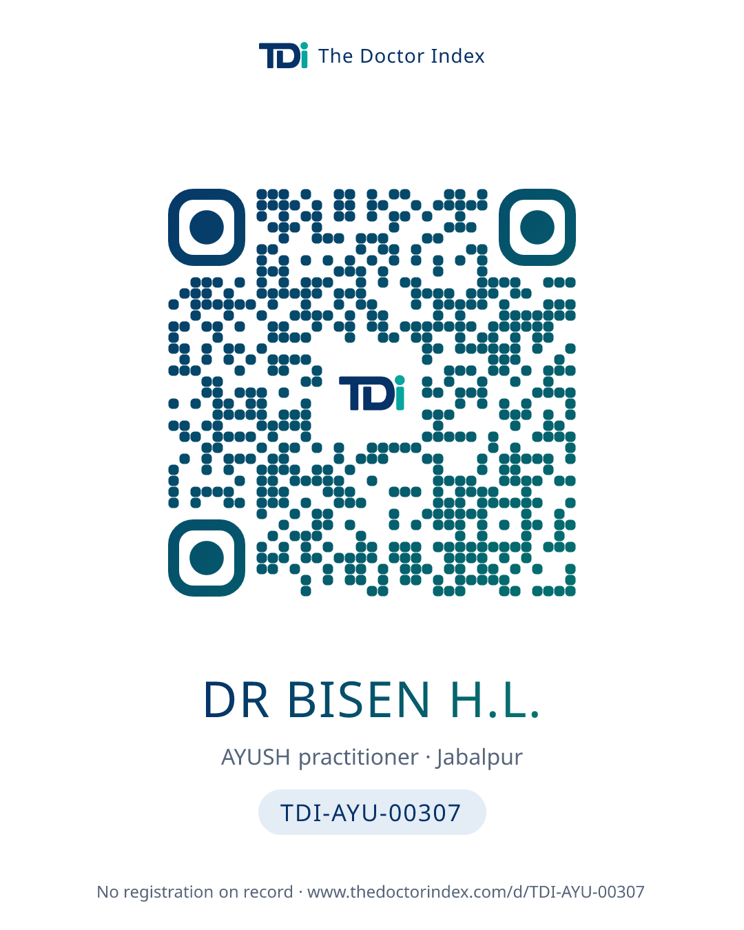 QR card for Dr Bisen H.L., TDI-AYU-00307