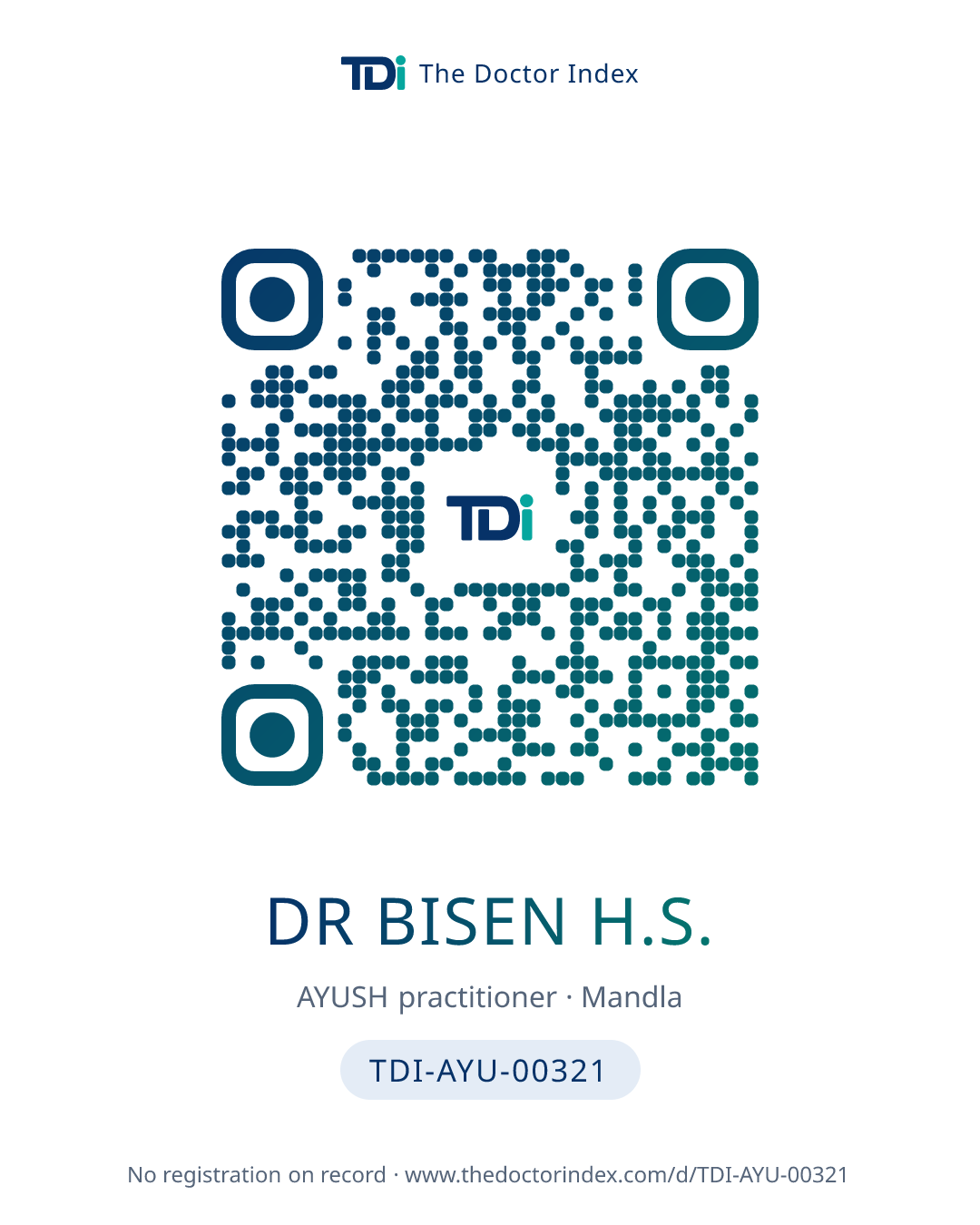QR card for Dr Bisen H.S., TDI-AYU-00321