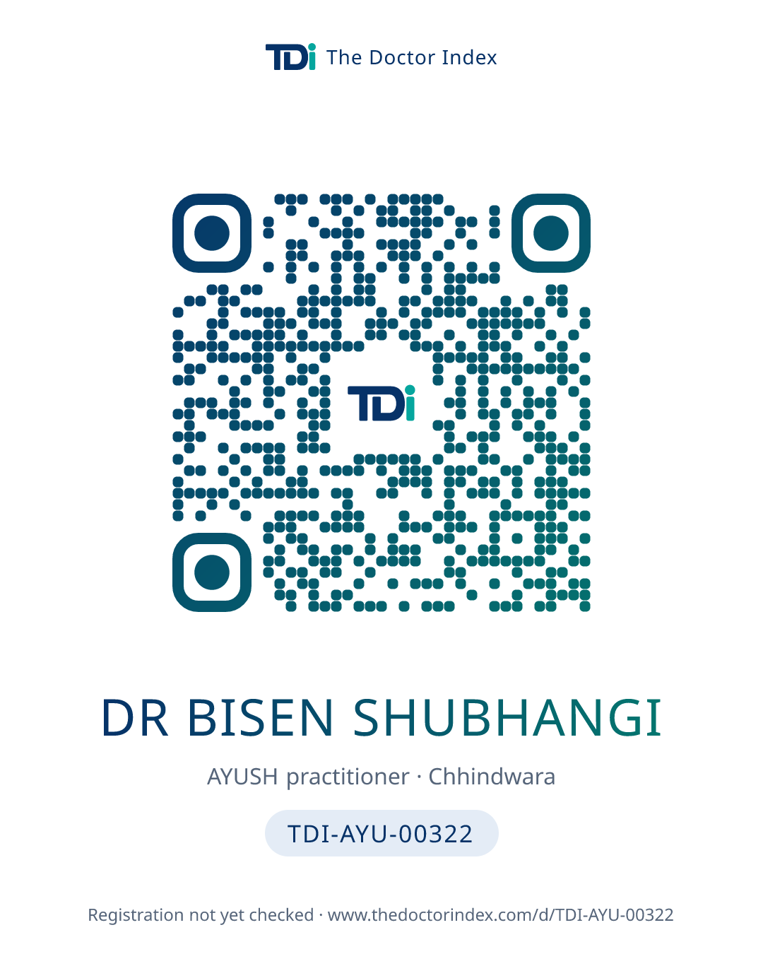 QR card for Dr Bisen Shubhangi, TDI-AYU-00322