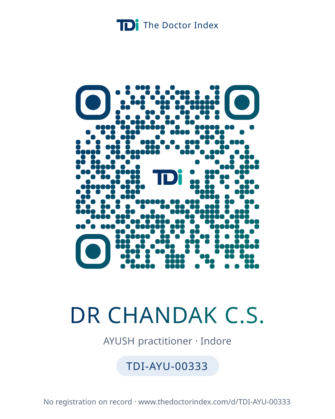 QR card for Dr Chandak C.S., TDI-AYU-00333